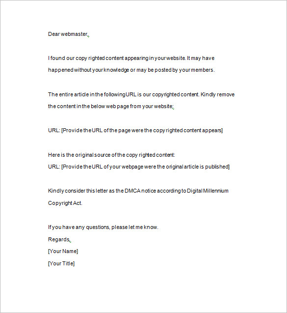 12+ DMCA Notice Templates DOC Free & Premium Templates