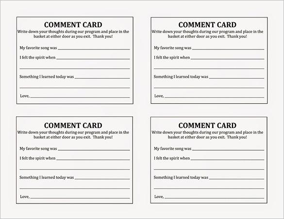 Comment Card Template 27+ Free Printable Word, PDF, PSD, EPS