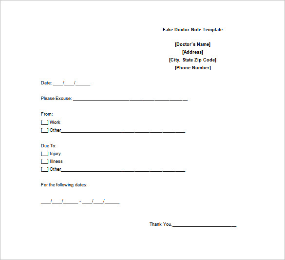 Doctor Note Template 6+ Free Sample, Example, Format Download Free & Premium Templates