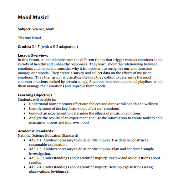 Music Lesson Plan Template 8+ Free PDF, Word, Format Download! Free