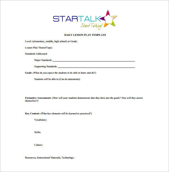 Daily Lesson Plan Template 15+ Free PDF, Word, Format