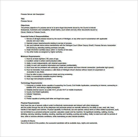 Server Job Description Template 11+ Free Word, PDF Format Download