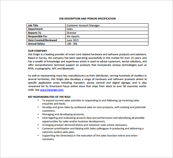 11+ Account Manager Job Description Templates Free Sample, Example