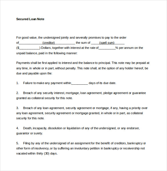 Loan Note Template 8 Free Word, PDF Documents Download