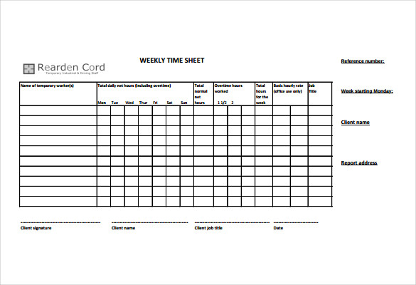 14+ Time Sheet Templates Free Sample, Example, Format Download