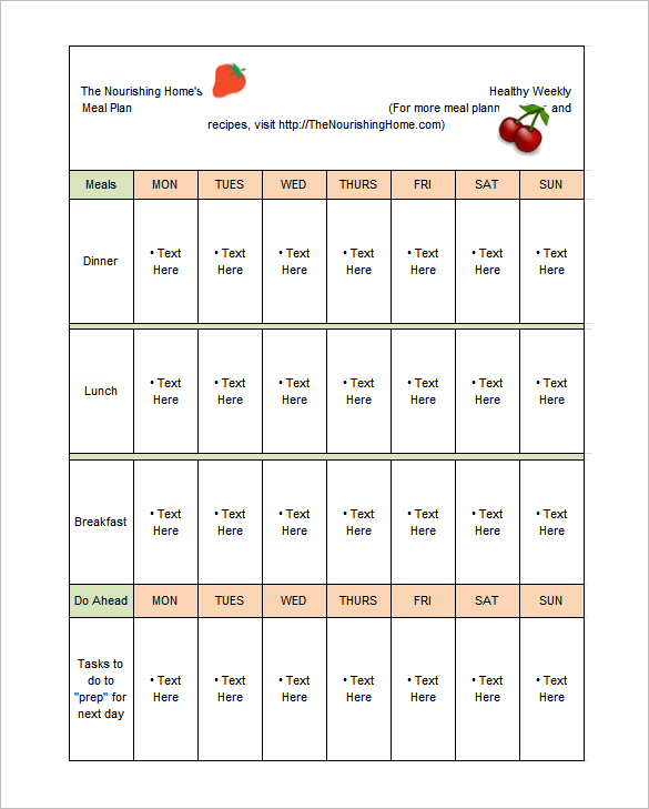 15+ Meal Planning Templates Word, Excel, PDF Free & Premium Templates