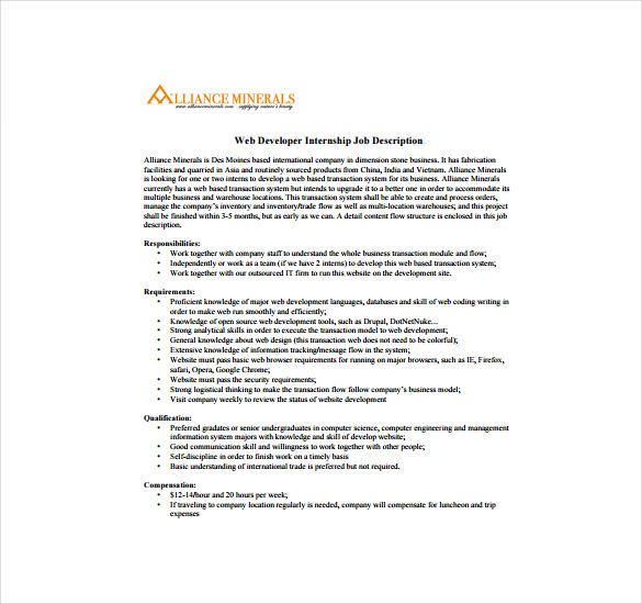 11+ Web Developer Job Description Templates Free Sample, Example 11+ Web Developer Job Description Templates Free Sample, Example