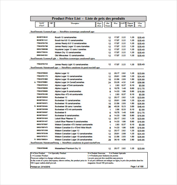 Price Sheet Templates 16+ Free Excel, Word Documents Download Free