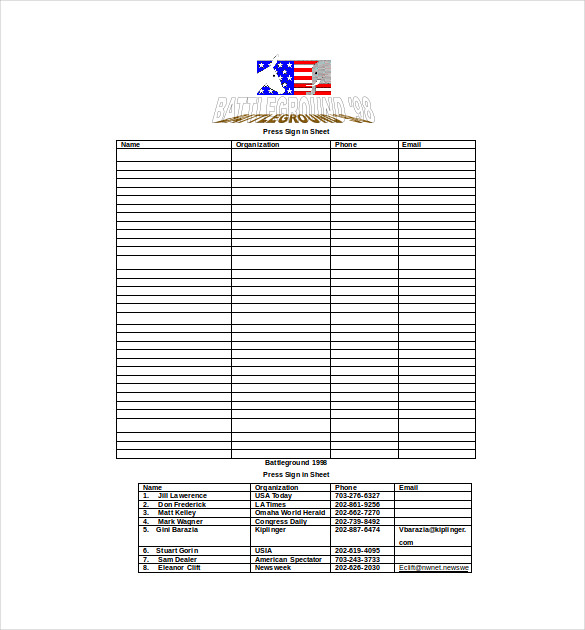 18+ Sign In Sheet Templates Free Sample, Example, Format Download!