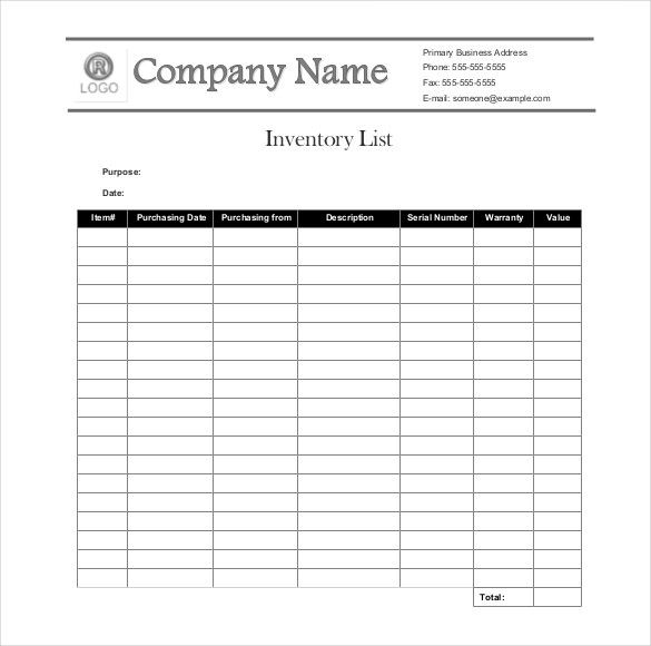 Sample Inventory List 30+ Free Word, Excel, PDF Documents Download