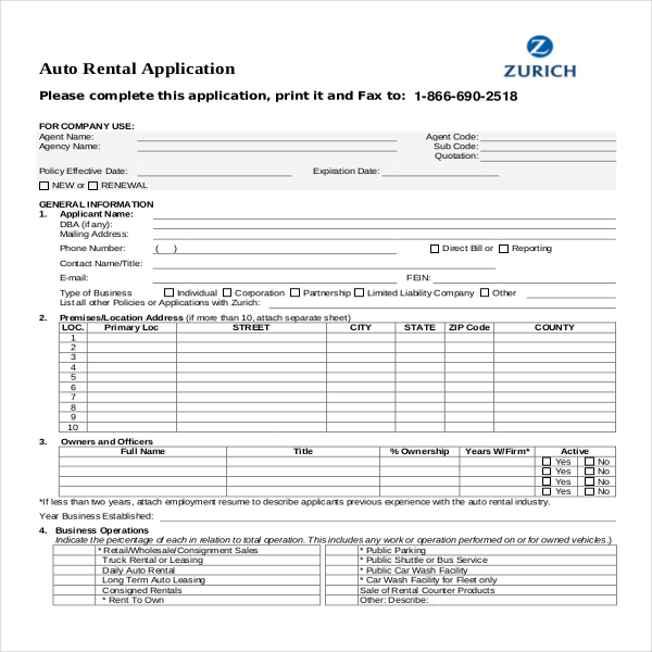 Rental Application Template 12+ Free Word, PDF Documents Download