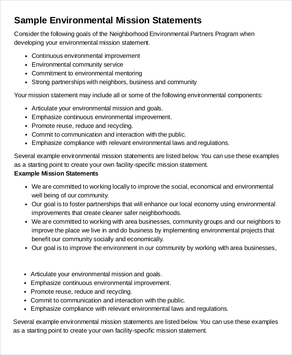 13+ Mission Statement Examples Word, PDF Free & Premium Templates