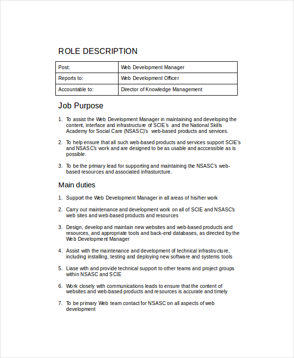 10+ Web Developer Job Description Templates PDF, DOC