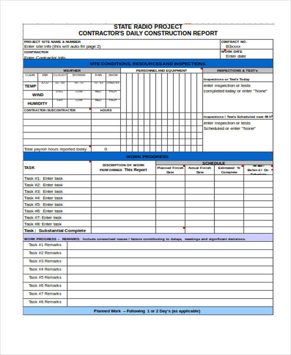 Daily Report Templates Documents, Design, Free,.