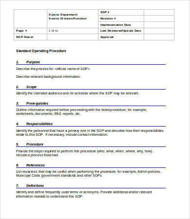 Standard Operating Procedure Template