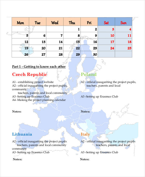 Project Calendar Template 20+ Free Word, Excel, PDF Format Download