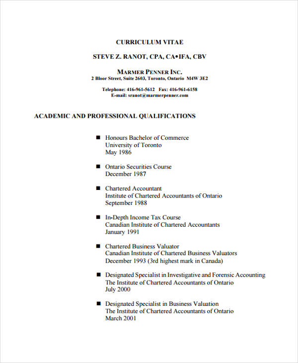 10+ Accounting Curriculum Vitae Templates PDF. DOC