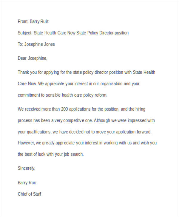 11+ Sample Job Rejection Letters Free & Premium Templates