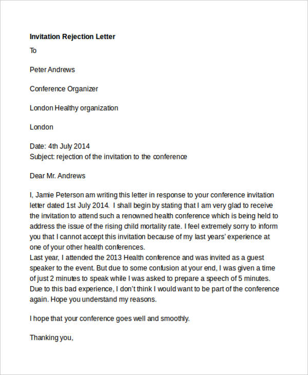 23+ Rejection Letter Templates Word, Google Docs, Apple Pages