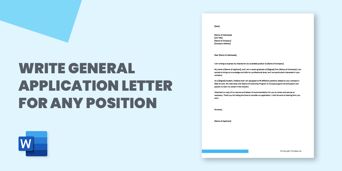 General Application Letter For Any Position
