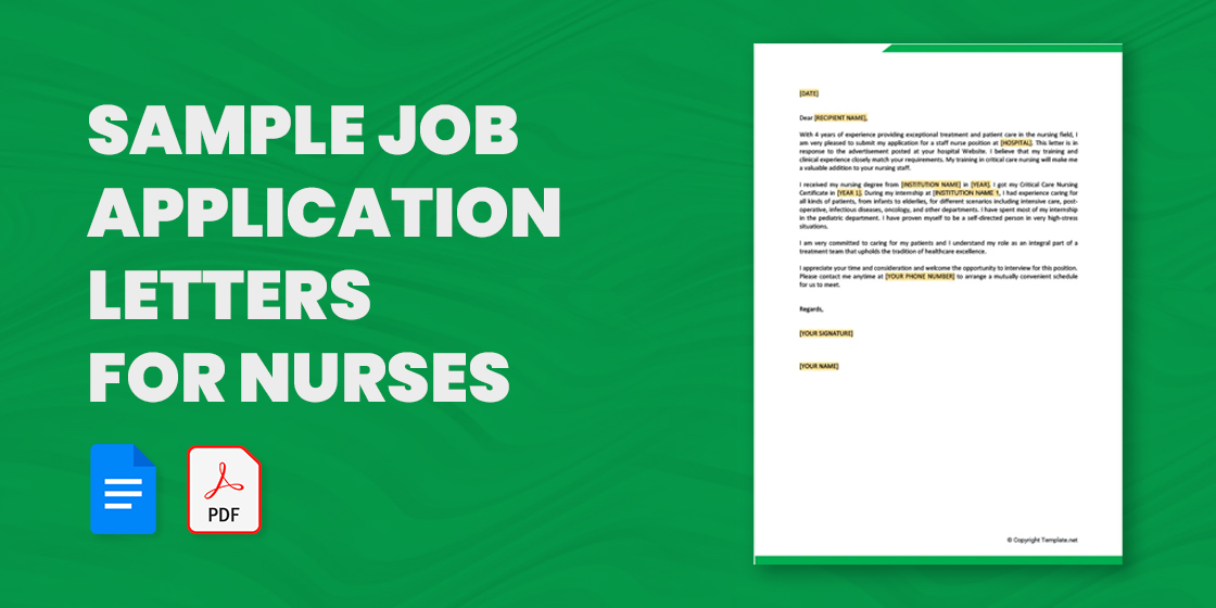 20+ Job Application Letters For Nurse Sample, Example Format Download
