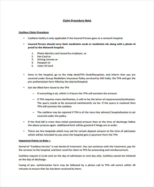 Procedure Note Templates 6+ Free Word, PDF Format Download