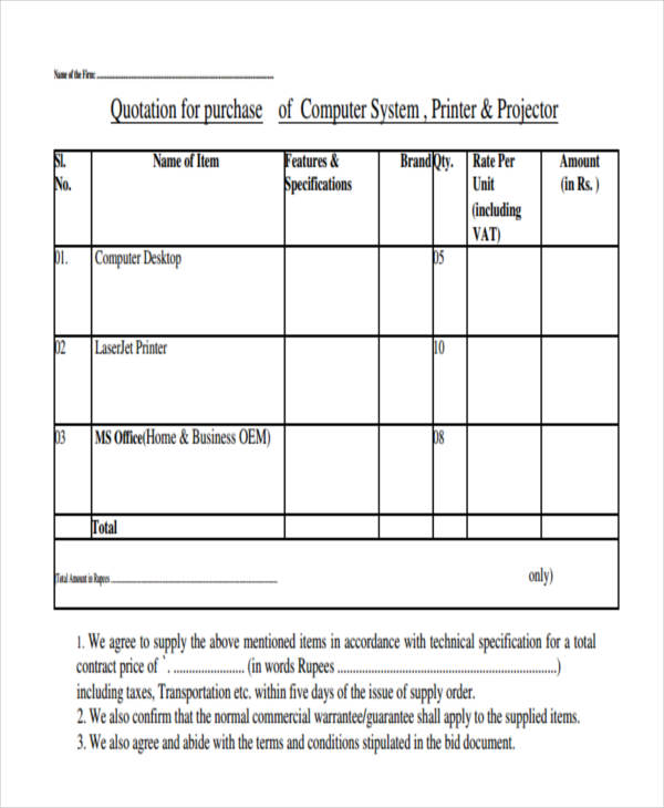 11+ Purchase Quotation Templates Samples, Examples Format Download