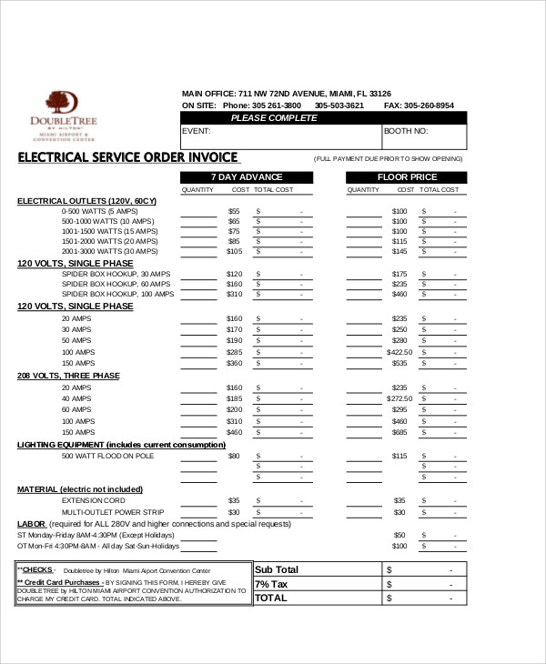 5+ Electrical Invoice Templates Free Sample, Example Format Download