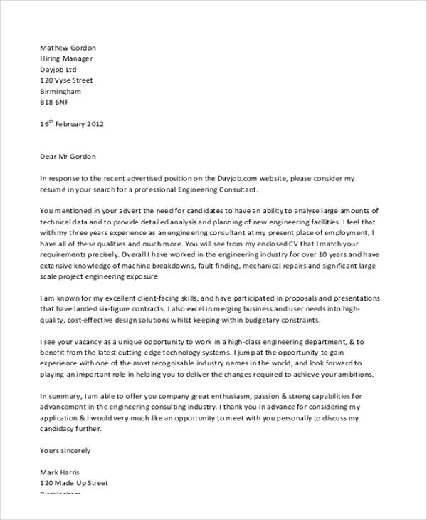 Consulting Cover Letter Template Get Free Templates
