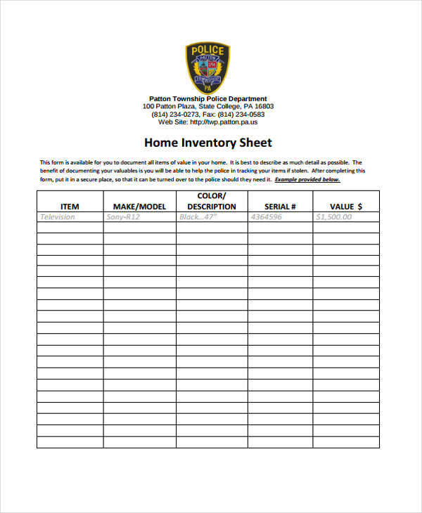 15+ Inventory Sheet Templates Free Sample, Example Format Download