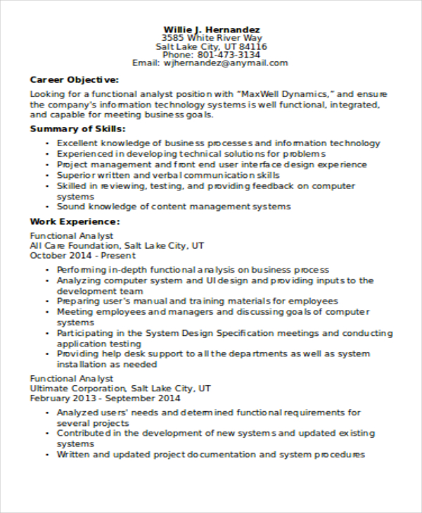 10+ Functional Curriculum Vitae Templates PDF, DOC