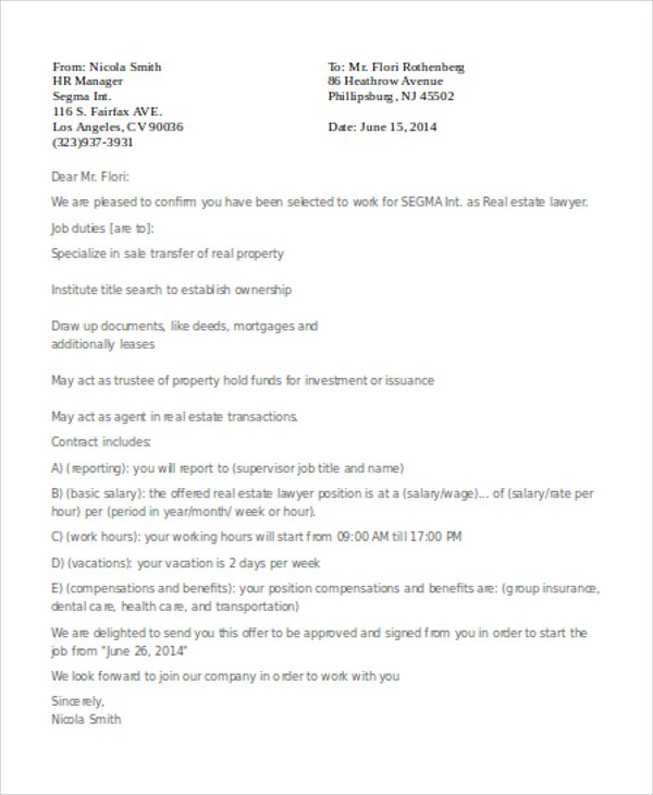 12+ FREE Real Estate Offer Letter Free Sample, Example Format Download