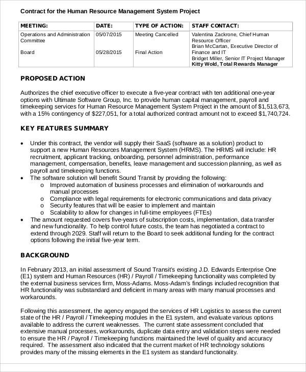 8+ FREE HR Contract Templates Sample Word, Google Docs Example Format