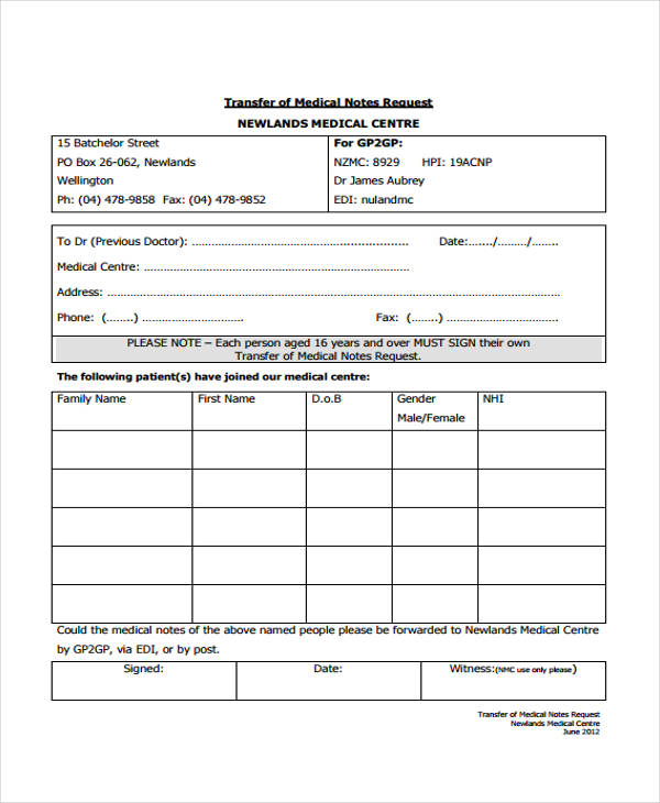 8+ Transfer Note Templates Free Samples, Examples Format Download