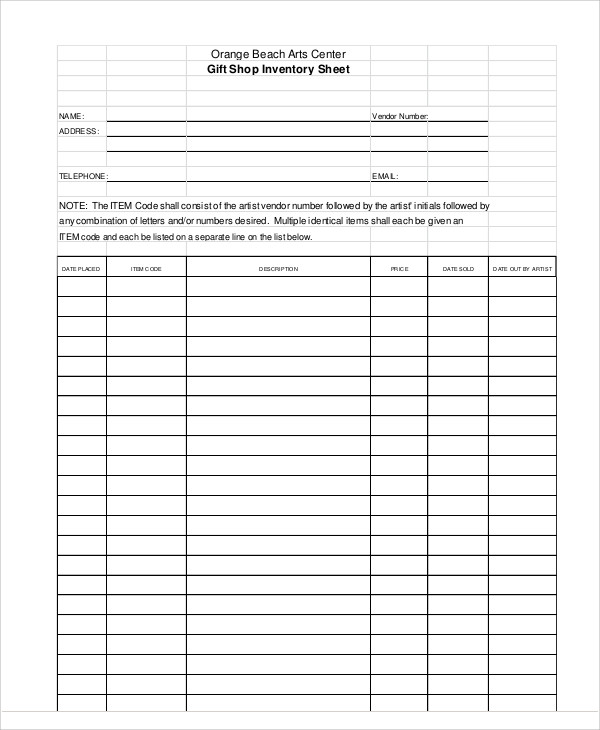 5+ Gift Inventory Templates Word, PDF