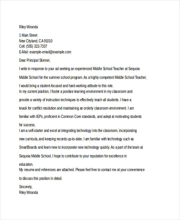 Summer Job Cover Letter 9+ Free Word, PDF Format