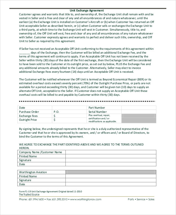 Exchange Agreement Template 11+ Sample, Example, Format Download