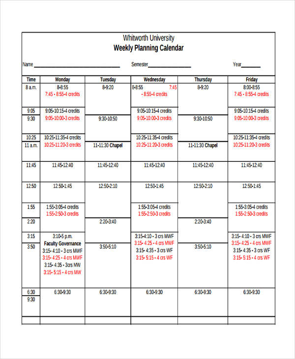11+ Planning Calendar Templates Free Sample, Example format Download