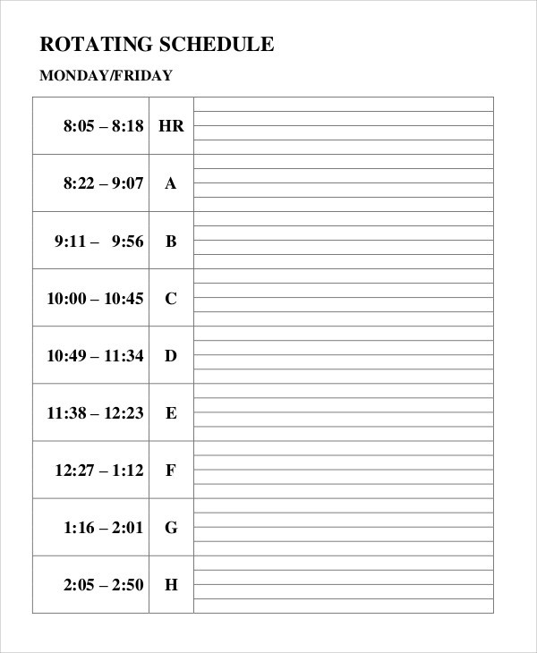 Rotating Schedule Template 10+ Free Samples, Examples Format Download