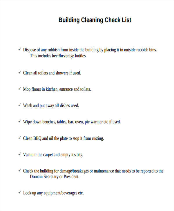 10+ Building Checklist Templates PDF, Word Format Download