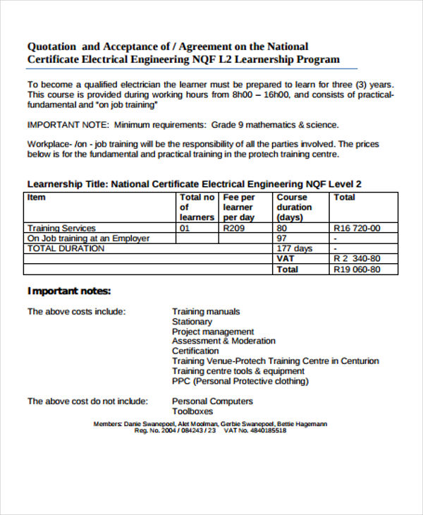 9+ Engineering Quotation Templates AI, PSD, Google docs, Apple pages