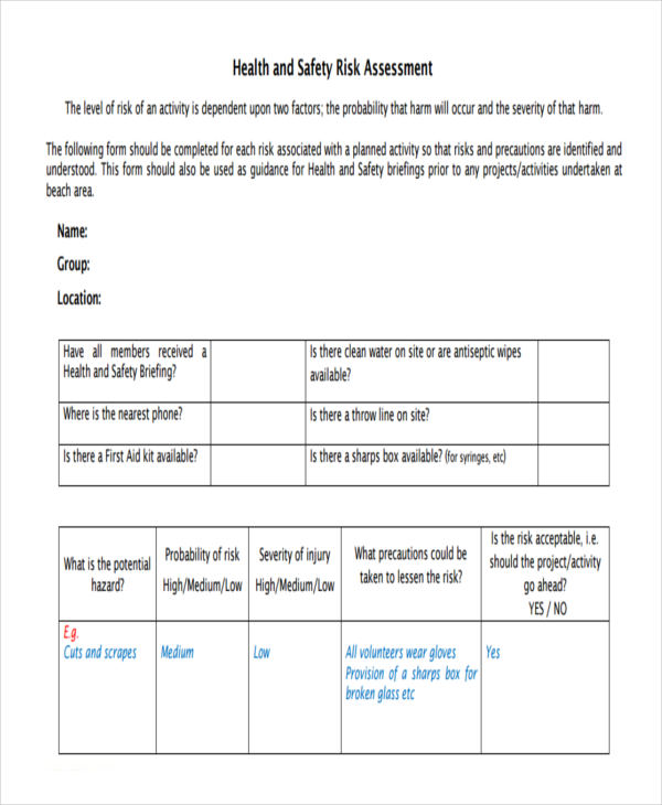 Food Hygiene Risk Assessment Template