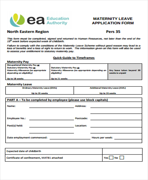 Maternity Leave Forms Printable