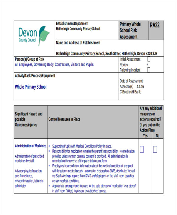 26+ Risk Assessment Form Templates