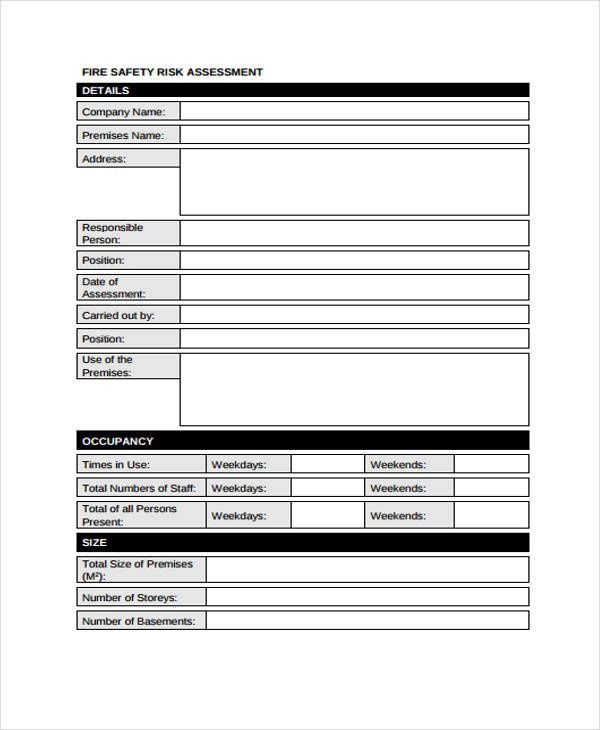 6+ Fire Risk Assessment Templates Free Samples, Examples Format Download