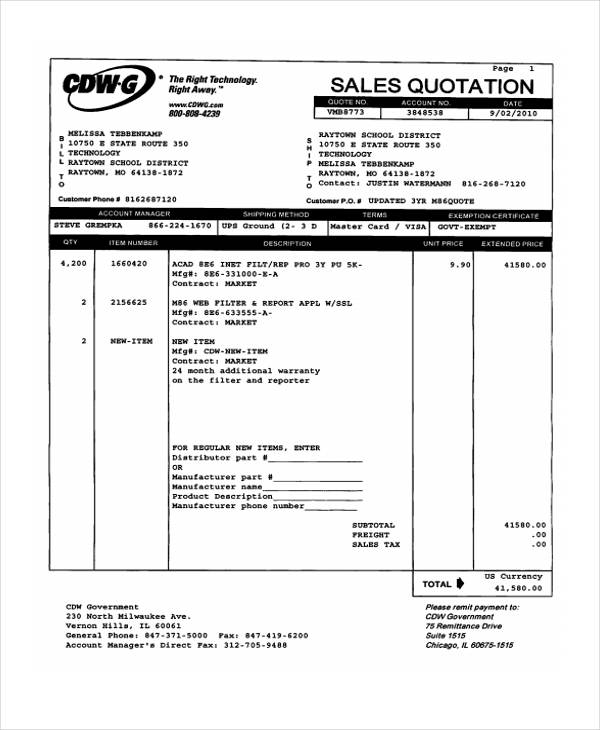 Sales Quotation Template 13+ Free Word, PDF Format Downlaod