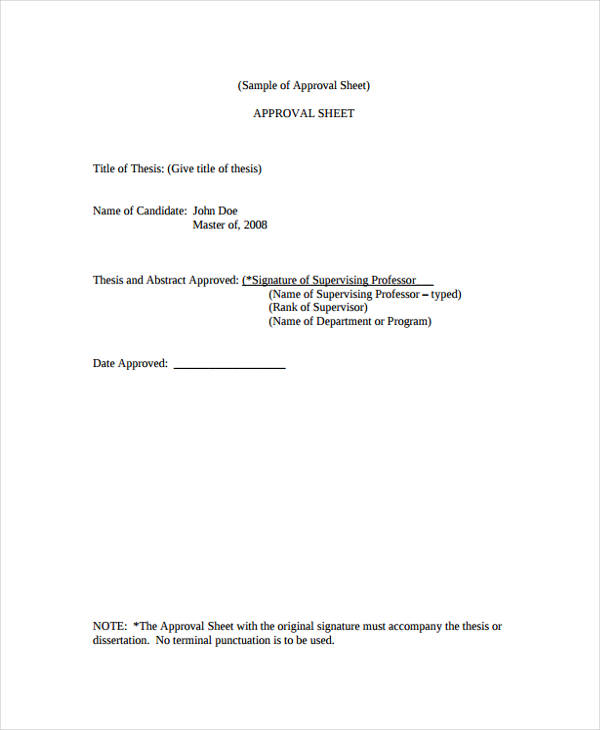Approval Sheet Format
