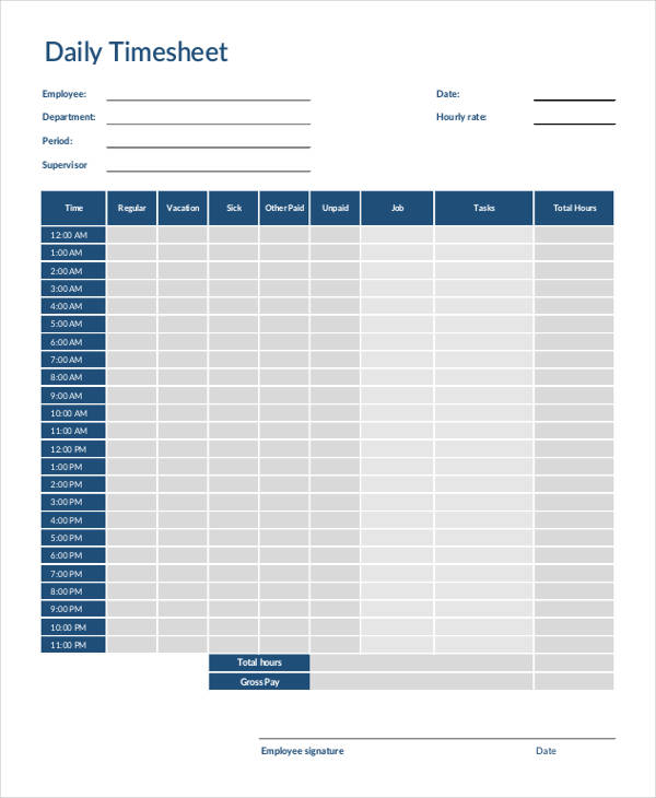 14+ Daily Timesheet Templates Free Word, PDF Format Download Free