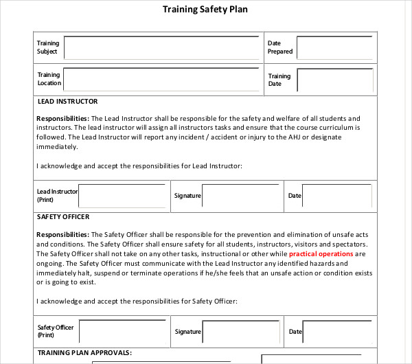 13+ Safety Training Plan Templates Word Google Docs Apple Pages
