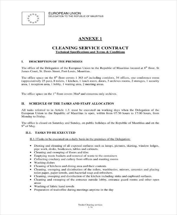 9 Cleaning Service Contract Template Million Template Ideas